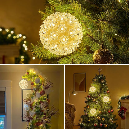 Brightown Outdoor Christmas Decorations-Starlight Sphere, Replaceable Bulbs with Add-On Plug,Lighted Sphere Balls for Trees Party Wedding Patio Indoor Decorations 5.5in-3pc 50 LED(Warm White)