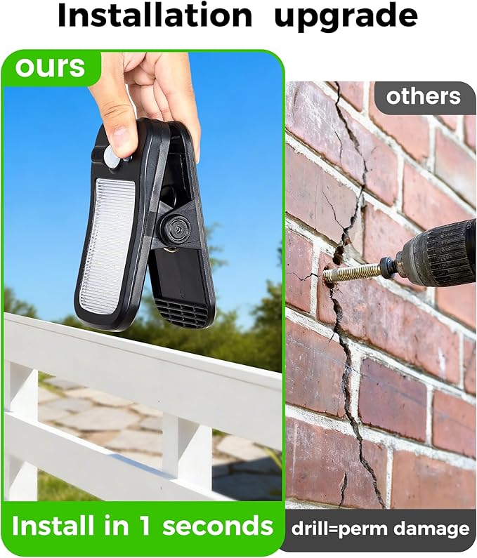 Clip on Solar Lights for Fence, 3 Modes Solar Motion Lights Outdoor Waterproof, 60LEDs 500LM Portable Security | Lumora