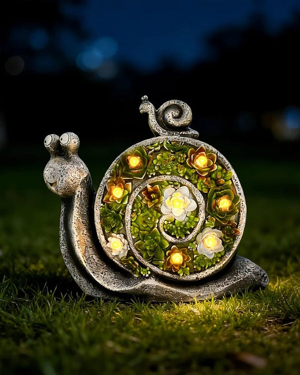 Snail Solar Lights Outdoor, 7 LED Solar Powered Garden Decor for Pathway Lawn Yard - Weatherproof Garden Statue | Lumora