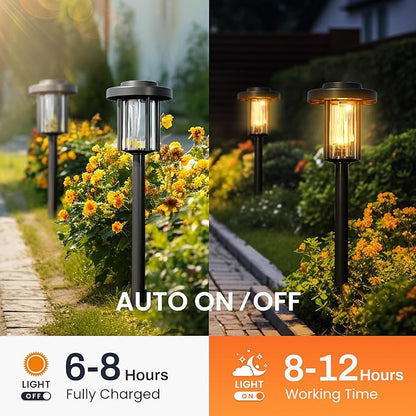 Solar Pathway Lights, 4 Pack Solar Light Outdoor IP65 Waterproof Landscape Lighting for Garden, Path, Yard, Walkway, Outdoor Decor Warm White