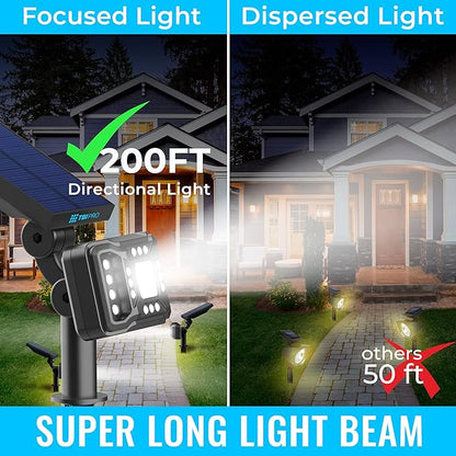 TBI 21 LEDs Solar Landscape Spotlights, 200ft Lighting Distance - Waterproof Solar Powered Wall Lights - 2-in-1 Wireless Outdoor Landscaping Lights for Yard Garden Driveway Porch Walkway Pool (Gold)