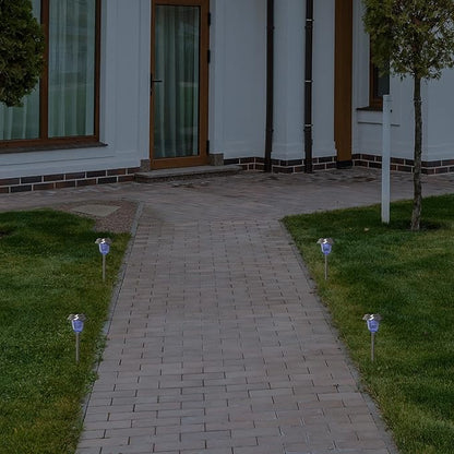 Northlight Set of 4 Stainless Steel Solar Powered LED Pathway Markers, 15"