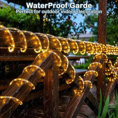 IMAGE 8 Modes Solar Rope Lights Outdoor String Lights 78.7 Feet 20M Waterproof 200LED for Indoor Outdoor Garden Party Patio Lawn Decor Warm White
