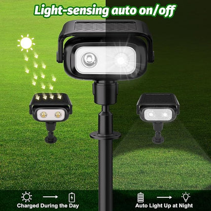 Nreonrick Solar Spot Lights 360° Adjustable Solar Lights Outdoor IP65 Waterproof with 2-in-1 Solar Powered Spotlights for Landscape Lighting for Garden, Yard, Pathway (Cool White, 4 Pack)