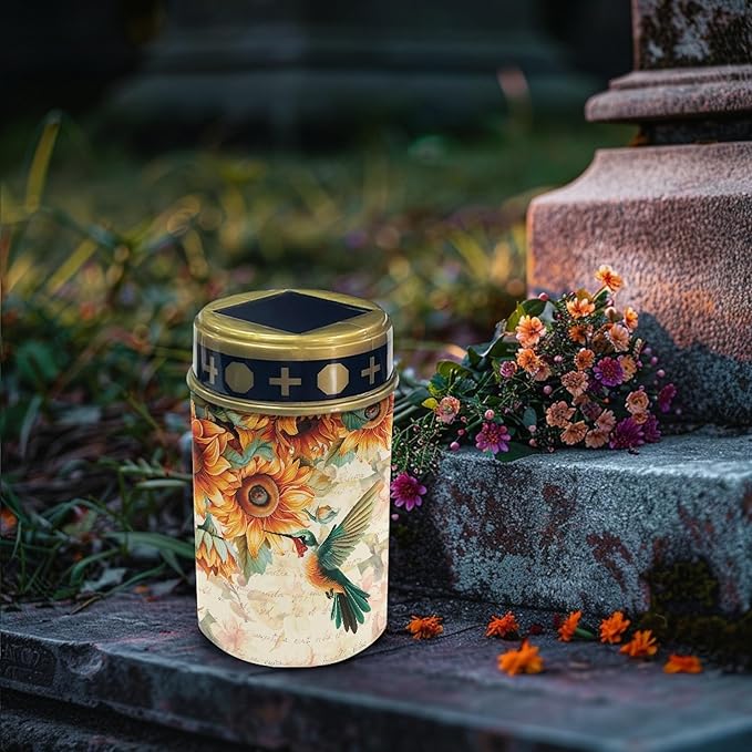 Solar Pathway Lights Outdoor Cemetery Solar Lights for Grave,Waterproof Garden Lights Pretty Solar Stake Lights Flameless Walkway Lights LED Solar Powered Fairy Lights for Outside Patio