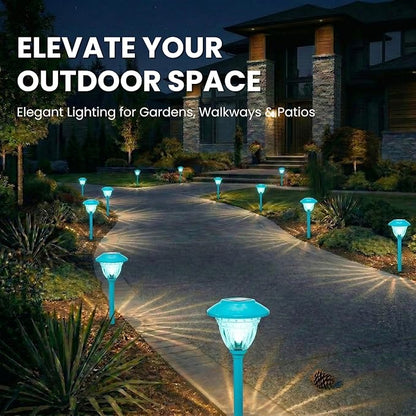 Energizer Solar Outdoor Garden Lights - 10 Pack LED Driveway Solar Lights with 10 Lumen Output & Patterned Glass & Metal Finish, IP65 Waterproof & Easy to Install Garden Lights for Outside - Turquoise