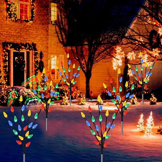 Upgraded 6 Packs 120 LED C6 Solar Christmas Lights, Christmas Decorations Outdoor Yard Lights, 8 Modes Waterproof | Lumora