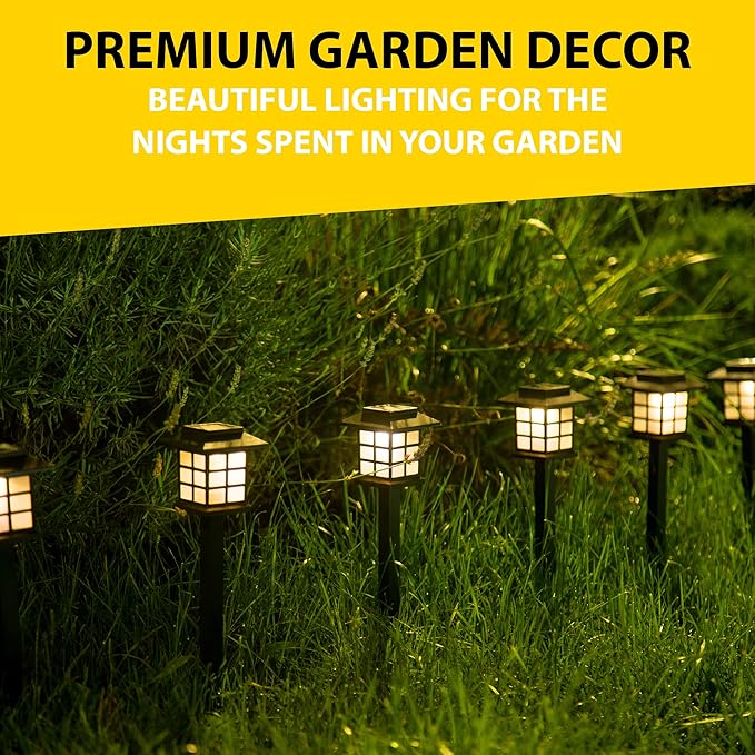 ZONETECH Outdoor Solar Powered Light – LED Twelve Pack Bright Premium Quality Rain-Proof Walkway Path Patio Yard Lawn Garden Lamp (12 Pieces)