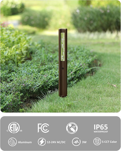 Low Voltage Path Lights, 12V 3W Wired LED Low Voltage Bollard Lights for Outdoor Garden Yard Pathway Walkway Christmas Decoration, 2200K/2700K/3000K/4000K/5000K, Aluminum, Bronze, 1PK