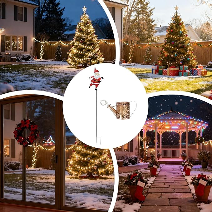 Christmas Claus Solar Kettle Lights Garden Lawn Decorative Lights，Solar Santa Claus Watering can Light, Santa Cla us Kettles Ground Lamp Led Night Lights for Patio, Yard and Pathway,22x17x10.5cm