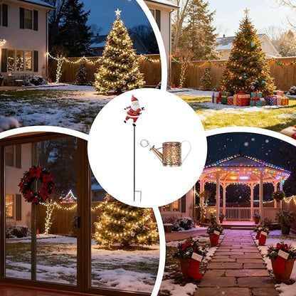 Christmas Claus Solar Kettle Lights Garden Lawn Decorative Lights，Solar Santa Claus Watering can Light, Santa Cla us Kettles Ground Lamp Led Night Lights for Patio, Yard and Pathway,22x17x10.5cm