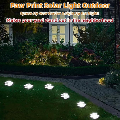 4 Pack Paw Print Solar Light Outdoor,Solar Dog Paw Light for Garden Decorations,IP65 Waterproof Solar Powered Yard Cat Puppy Lights for Lawn Pet Cemetery Pathway Patio Pet Lovers (White Light)