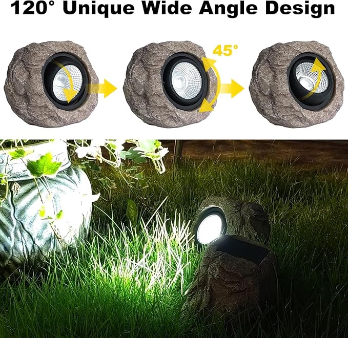 4 Pack Solar Rock Lights Outdoor, Super Bright Solar Garden Stone Spotlight, Led Landscape Lighting for Pathway | Lumora