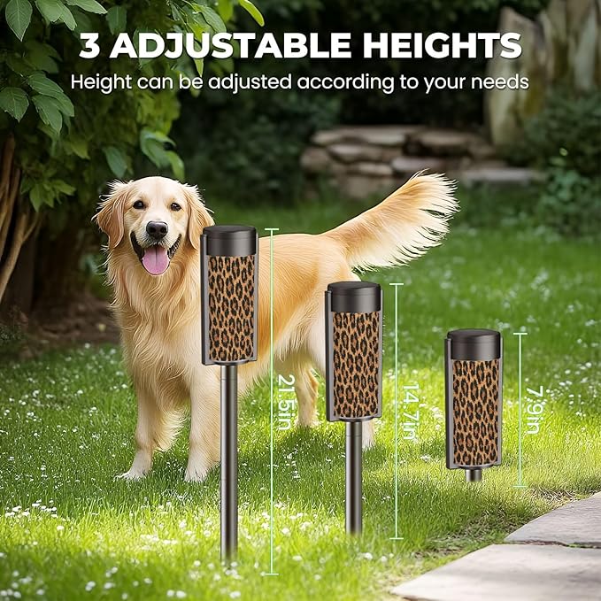 4 Pack Solar Pathway Lights Outdoor Waterproof Animal Skin Leopard Seamless Design Leopard Cheetah Panther Fur Solar Garden Lights LED Landscape Lighting for Yard Walkway Lawn Garden Decor