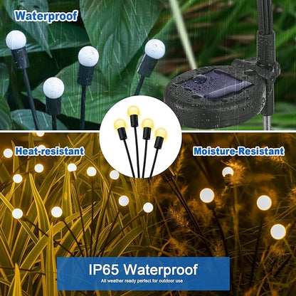 Garden Lights-New Upgraded Solar Swaying Firefly Light, Sway by Wind, Outside, Outdoor, Yard Patio Pathway Deoration, High Flexibility Iron Wire, Warm White(4Pack)