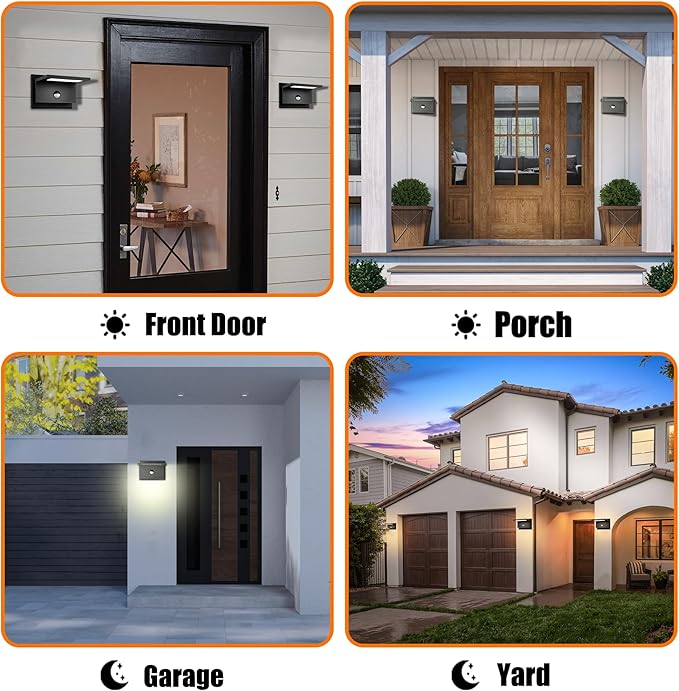 Motion Sensor Outdoor Wall Light Black LED Exterior House Light Fixture Front Porch Light Wall Mount Sconce IP54 Waterproof for Garden Patio Garage Entryway 10W 680Lm 3000K