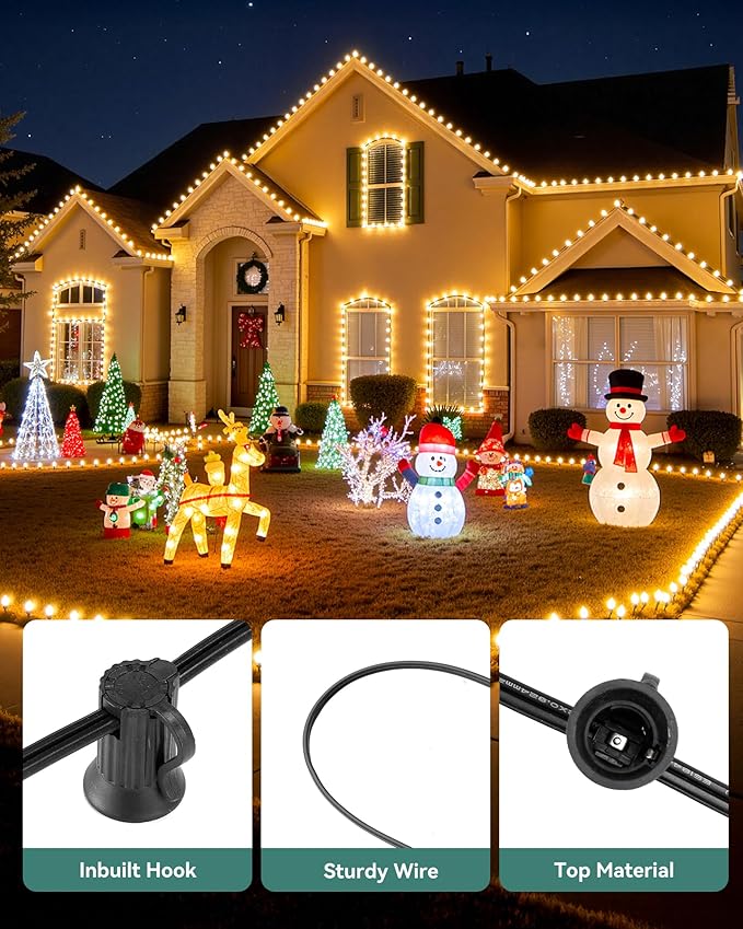 Brightown Commercial 500FT C9 Christmas Stringer Bulk Reel, C9 Light Sockets Set - Outdoor Security Flood Light | Lumora