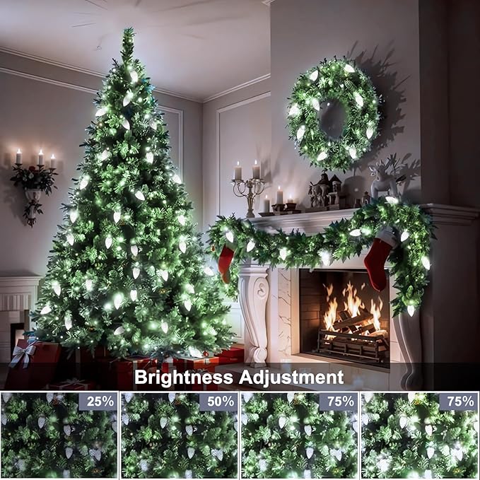 ZAIYW C9 Christmas String Lights 66ft 100 LED Strawberry Lights UL Plug C9 String Lights Green Wire Waterproof for | Lumora