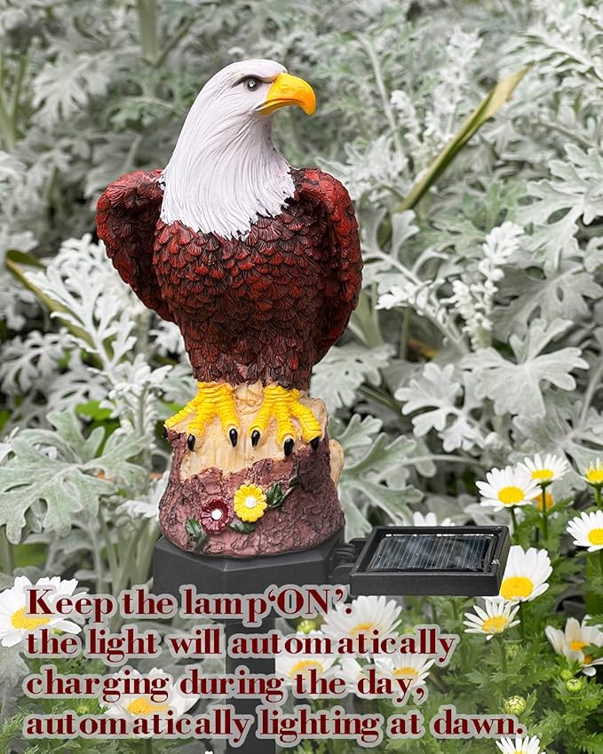 Solar Eagle Outdoor Garden Light, 2 Pack Outdoor Path Solar Powered Eagle Stake Lights for Walkway Yard Lawn Landscape Lighting - 2 Pack