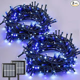 QITONG 2 Pack Blue and White Solar Christmas Lights, Each 66ft 200 LED Solar String Lights Outdoor Waterproof, 8 | Lumora