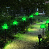 St Patricks Day Outdoor Lights - Lucky Sign Outdoor Lights Decorations, Shamrocks Stake Led Solar Lights | Yard Art | Lumora