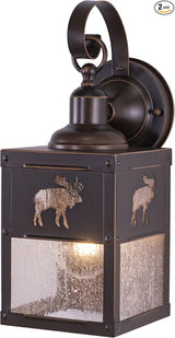 VAXCEL 2-Pack Yellowstone 12.75 in. H 1-Light Burnished Bronze Rustic Moose Outdoor Wall Sconce, Durable Steel | Lumora
