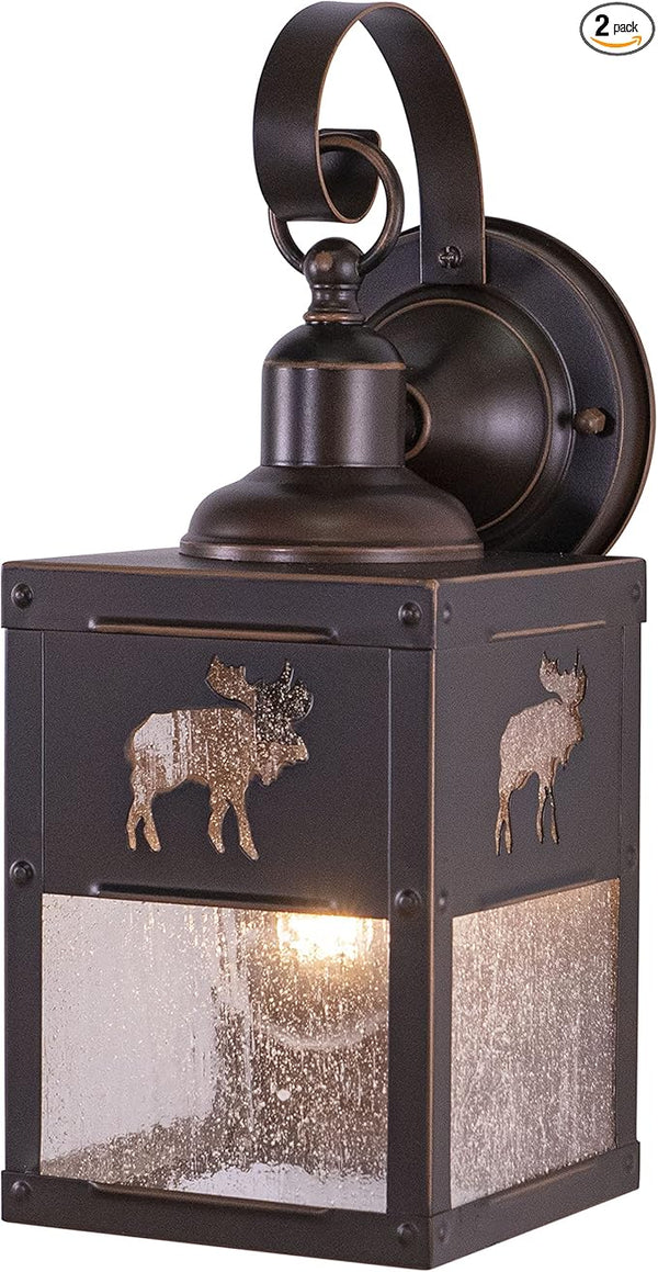 VAXCEL 2-Pack Yellowstone 12.75 in. H 1-Light Burnished Bronze Rustic Moose Outdoor Wall Sconce, Durable Steel | Lumora