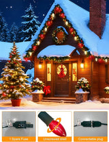 C9 Red and White Christmas String Lights 25Ft C9 Outdoor Christmas Decorations Lights with 26 Red Frosted White | Lumora