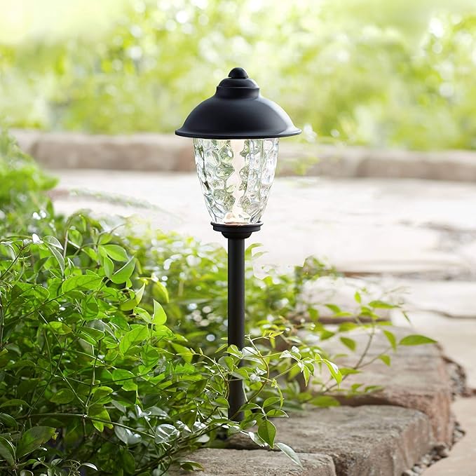 John Timberland Concord 18" High Country Traditional Outdoor Landscape Path Light Porch House Exterior Outside Low Voltage LED Bulb Weatherproof Black Finish Metal Clear Glass Shade Front Door