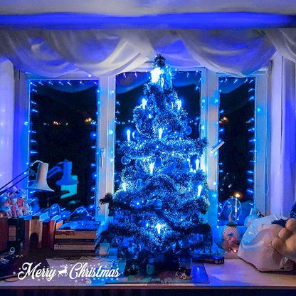 JMEXSUSS 150 LED Blue Christmas Lights Indoor Outdoor, Connectable 59 ft String Lights Plug in, 8 Modes Blue Twinkle Fairy Lights for Bedroom Patio Party Tree Christmas Decorations (Pack of 2)