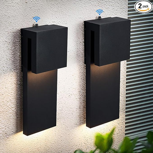 Dusk to Dawn Outdoor Wall Lights 2 Packs,Modern Minimalist Outdoor Fixture Wall Mount,Anti-Rust Sturdy & Sleek Outside Lights for House Porch Garage Patio,3000K 17W Integrated LED
