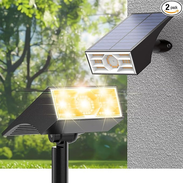 Solar Spot Lights Outdoor,2 Pack/56 LED Outdoor Lights for Yard Waterproof IP68, 4 Lighting Modes Solar Landscape | Lumora