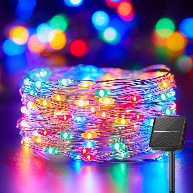 Minetom Solar String Lights for Outside, 33Ft 100 LED Outdoor Solar Fairy Lights, 8 Modes Balcony Lights for Tree | Lumora