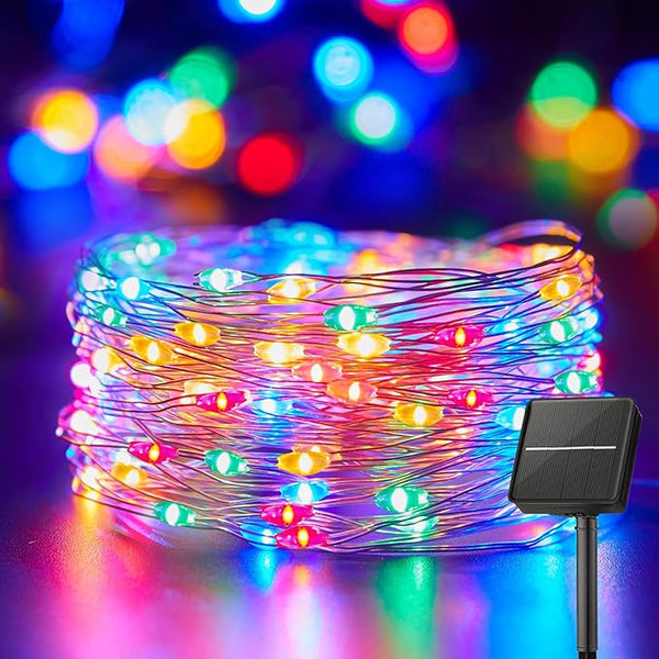 Minetom Solar String Lights for Outside, 33Ft 100 LED Outdoor Solar Fairy Lights, 8 Modes Balcony Lights for Tree | Lumora