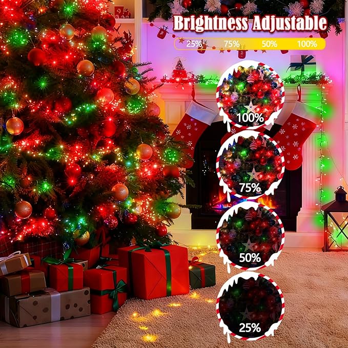 2026 New Voice Control 88ft 240LED Smart Christmas String Lights Outdoor/Indoor | String Lights with Remote, 12Modes, 7Voice Commands & Timers, Christmas Twinkle Light for Xmas Tree Decor(Red & Green)
