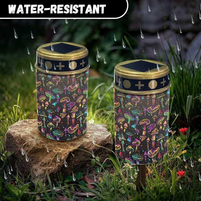 ZOUTAIRONG Solar Outdoor Lights, Solar Light for Cemetery Grave,6 Pack Outdoor Solar Lights for Yard, Solar Lights Outdoor Waterproof 6 Pack Solar Garden Lights for Patio, Yard, Mushroom Print