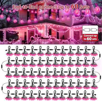LAMPHOME 26FT G40 LED Outdoor Valentine's Day String Lights, Pink Valentines Decorations Lights with 13 Shatterproof Globe Bulbs, Hanging Patio Lights for Home Balcony Backyard Garden Party Wedding