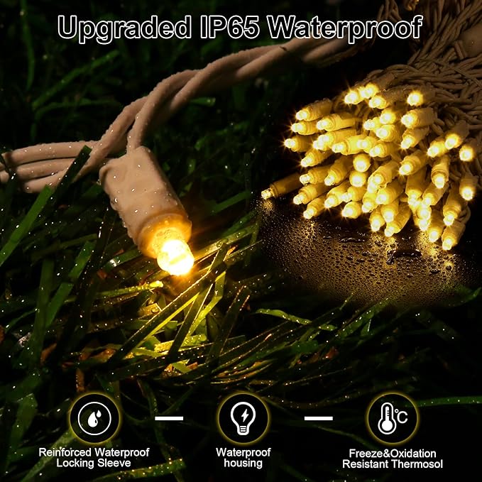 100 Counts LED Christmas Lights Outdoor - 50FT Warm White LED Christmas Lights Commercial Grade Outdoor Waterproof | Lumora