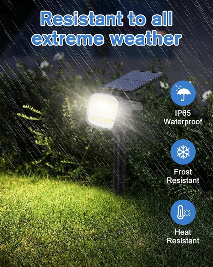 Fabrito Large Solar Spot Lights Outdoor 2 Pack, 1000 Lumens High Brightness, IP65 Waterproof Solar Spotlight with | Lumora