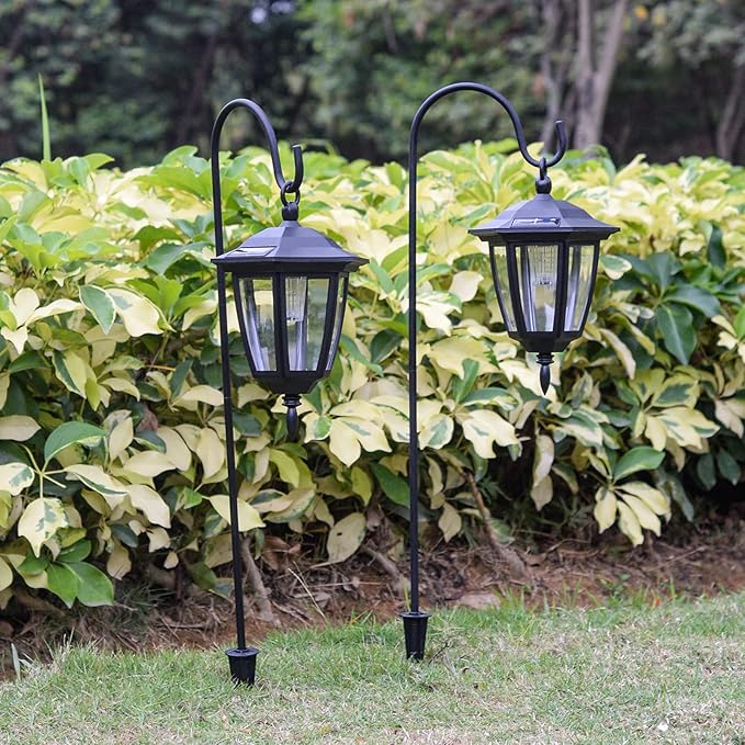 Viewsun 34 Inch Solar Hanging Lights, Shepherd Hook Lights with 2 Shepherd Hooks Waterproof Outdoor Decorative | Lumora