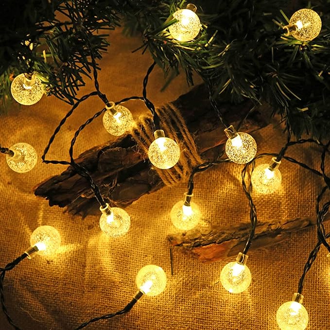 Festival Lights, Battery Powered Fairy Lights 33ft 80LED, Outdoor Waterproof String Lights with Remote, 8 Modes for Indoor, Garden, Patio, Camping, Xmas Decor (Warm Crystal Ball D)
