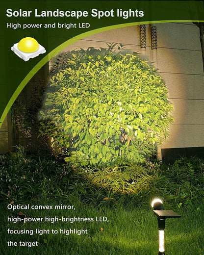 Solar Spot Lights Outdoor Waterproof IP65, 180 Lumens 5000K Cool White Solar Powered Outdoor Lights, Smart Circuit for All-Night Illumination Outdoor Solar Lights for Yard, House, Garden, Pathway, 4PK