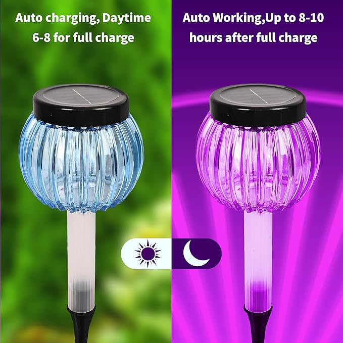 DOUBLEZHE 12Pack Solar Christmas Pathway Lights Outdoor Waterproof, Multicolor & Warm White Changing LED Outdoor Solar Lights Christmas Decorations with Auto On/Off for Garden, Yard, Patio, Walkway