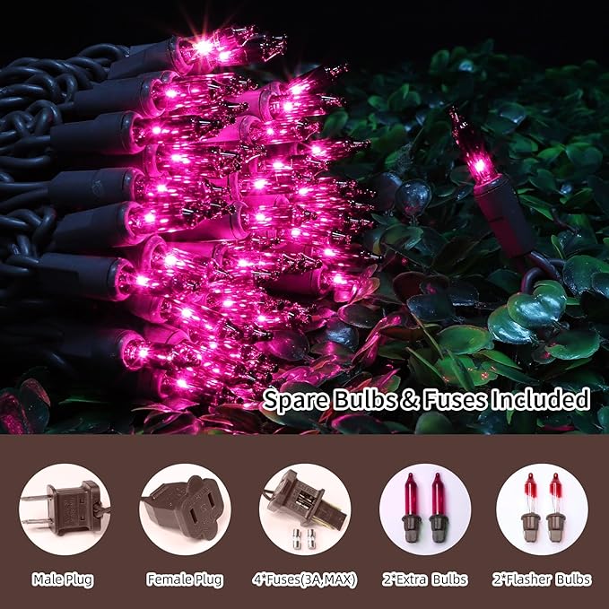 LAMPHOME Halloween String Light,100 Count Incandescent Mini String Light in 19.6ft,Indoor/Outdoor 120V UL Certified Mini Light for Halloween,Patio Lawn,Home,Garden,Party (Purple)