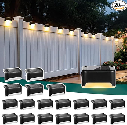 SOLPEX Solar Deck Lights Outdoor 20 Pack, Solar Step Lights Waterproof Led Solares Light for Outdoor Stairs, Step, Fence, Yard, Patio, and Pathway(Warm White)