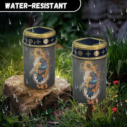 Parrot Flower Solar Lights for Yard Flameless Memorial Lighting Solar Landscape Lights Outdoor Waterproof Home Decorative Garden Light Stake for Patio Lawn Garden Decor