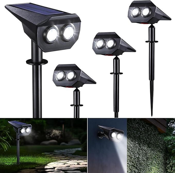 Flacchi Solar Lights Outdoor Waterproof - 2 Lighting Modes Solar Powered Garden Yard Spot Lights for Outside | Lumora