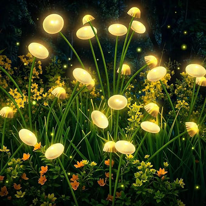 4 Pack Solar Garden Lights, 32 LEDs Swaying Mushroom Lights with 8 Lighting Modes, IP65 Waterproof Outdoor Decor for Garden, Yard, Patio, Pathway (Warm White)