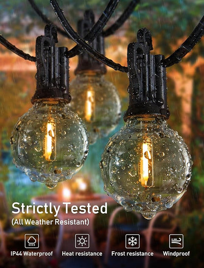 Brightown LED Outdoor String Lights Patio Lights 100FT with 104 LED Bulbs, Shatterproof Weatherproof Commercial Hanging Light for Backyard Bistro Pergola Party Decor, E12 Socket Base, 2200K, Black