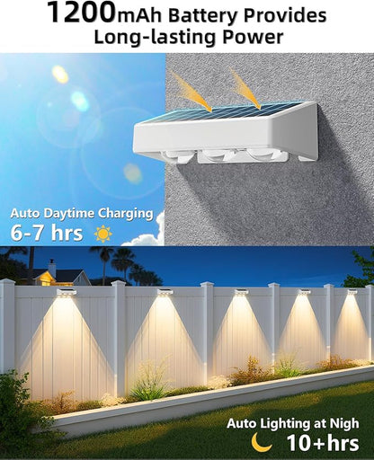 Solar Fence Lights Outdoor, 9 Fixed Colors ＆ Color Changing Fence Lights Solar Powered Waterproof IP65 Dusk-to-Dawn LED Deck Lighting for Patio, Railing, Pool, Porch, Backyard, Wall, 12 Pack